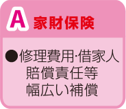 A.家財保険 修理費用・借家人、賠償責任等、幅広い保障
